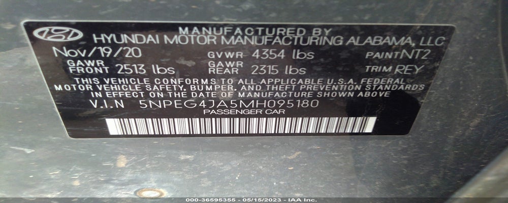 5NPEG4JA5MH095180 2021 HYUNDAI SONATA photo no. 9