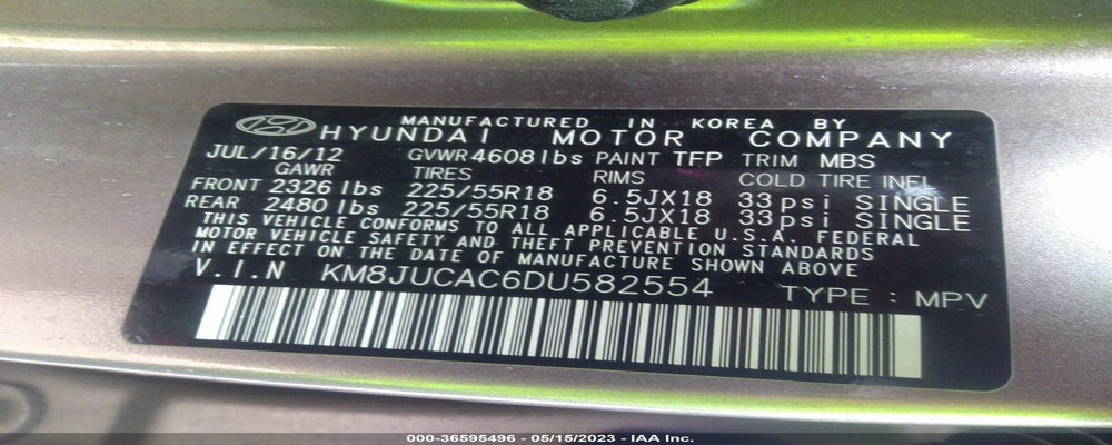KM8JUCAC6DU582554 2013 HYUNDAI TUCSON photo no. 9
