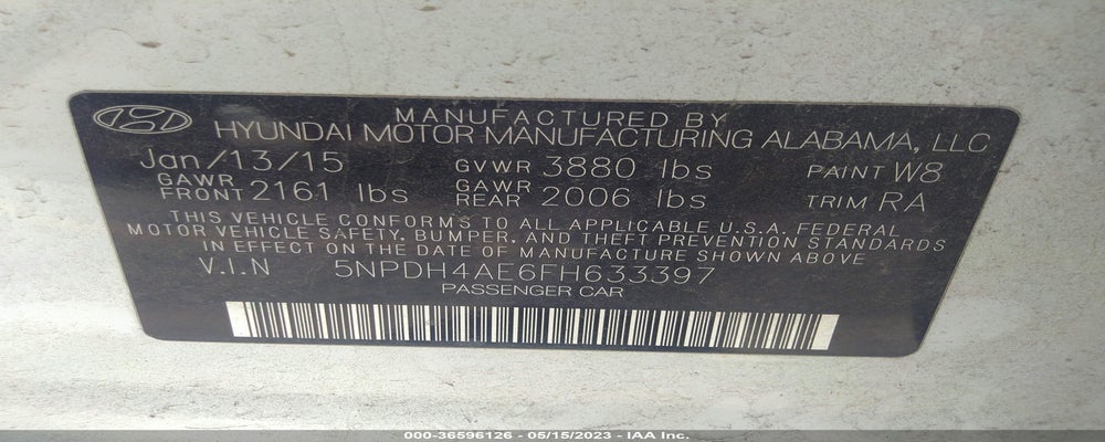 5NPDH4AE6FH633397 2015 HYUNDAI ELANTRA photo no. 9