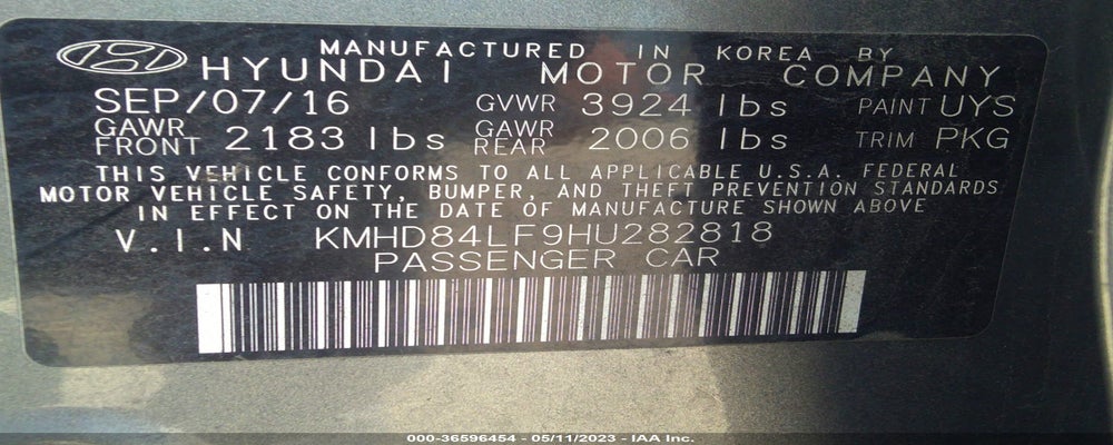 KMHD84LF9HU282818 2017 HYUNDAI ELANTRA photo no. 9