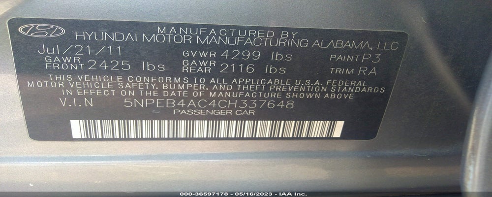 5NPEB4AC4CH337648 2012 HYUNDAI SONATA photo no. 9
