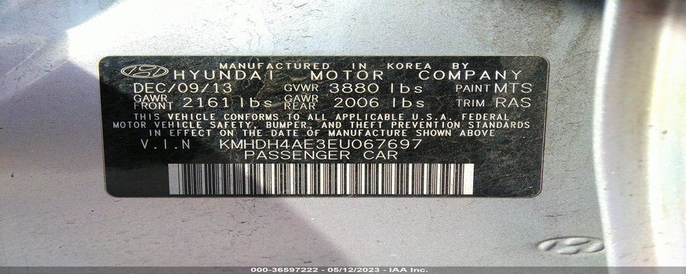 KMHDH4AE3EU067697 2014 HYUNDAI ELANTRA photo no. 9