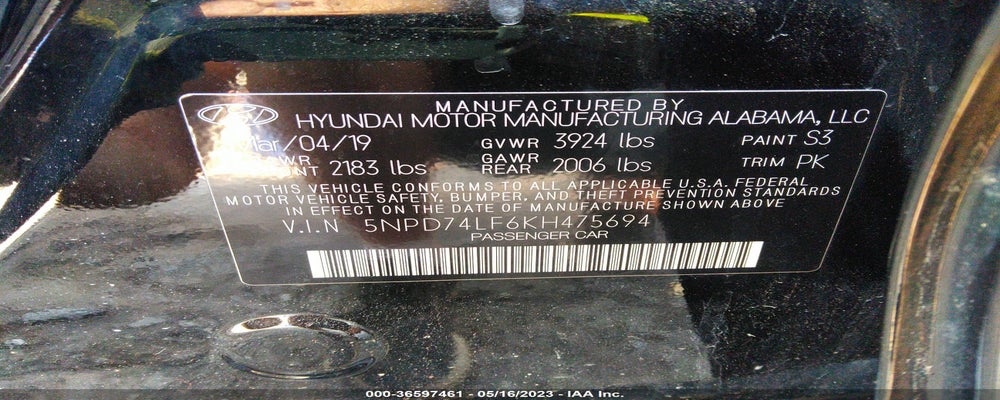 5NPD74LF6KH475694 2019 HYUNDAI ELANTRA photo no. 9