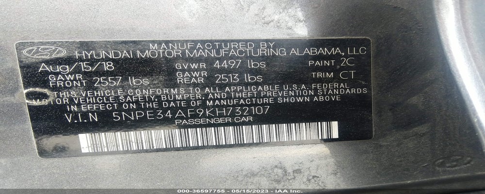 5NPE34AF9KH732107 2019 HYUNDAI SONATA photo no. 9