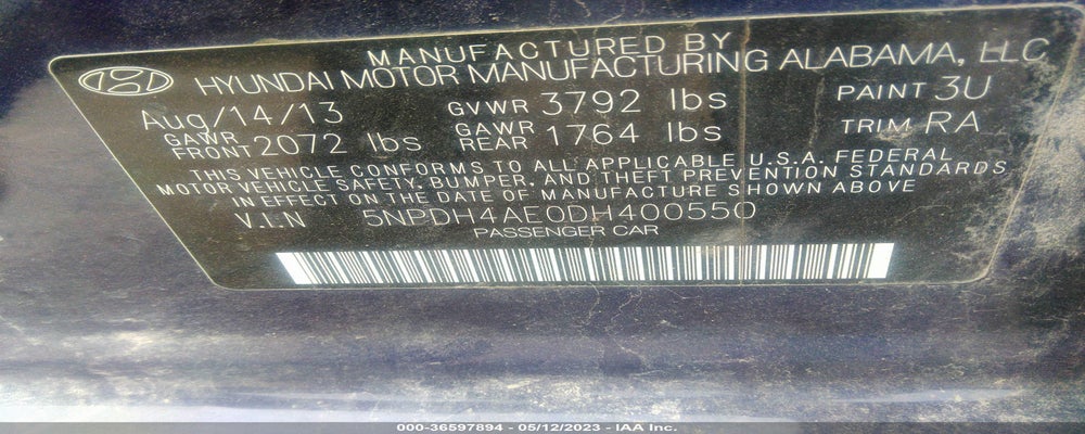 5NPDH4AE0DH400550 2013 HYUNDAI ELANTRA photo no. 9