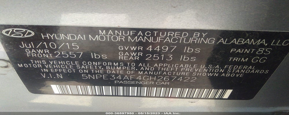 5NPE34AF4GH267422 2016 HYUNDAI SONATA photo no. 9