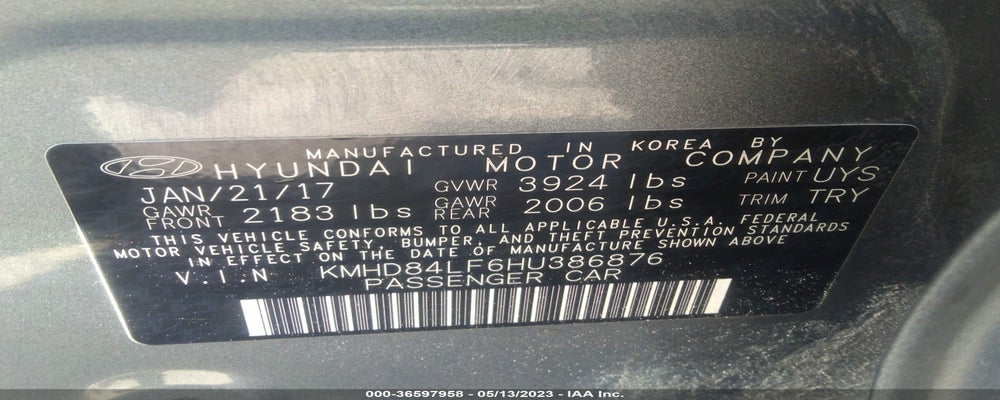 KMHD84LF6HU386876 2017 HYUNDAI ELANTRA photo no. 9