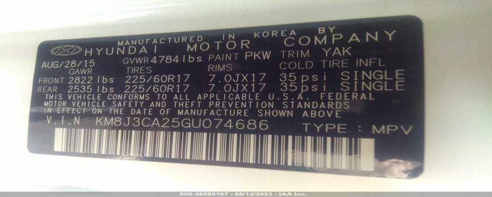 KM8J3CA25GU074686 2016 HYUNDAI TUCSON photo no. 9
