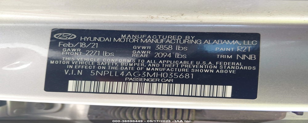 5NPLL4AG3MH035681 2021 HYUNDAI ELANTRA photo no. 9