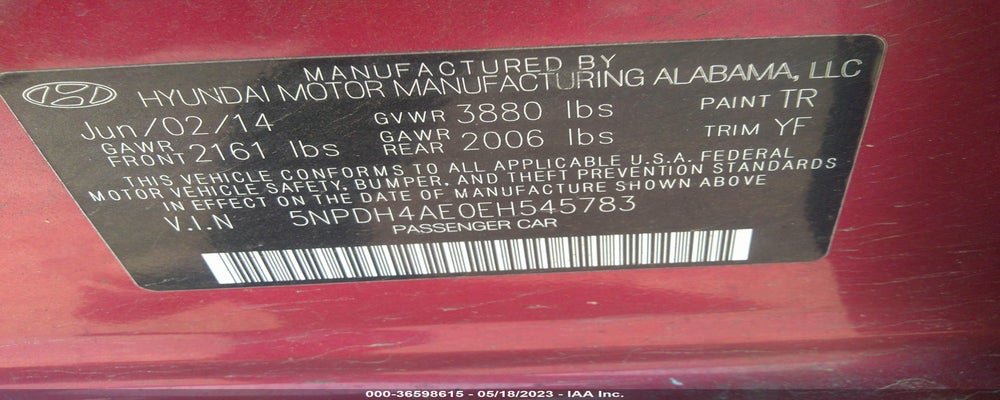 5NPDH4AE0EH545783 2014 HYUNDAI ELANTRA photo no. 9