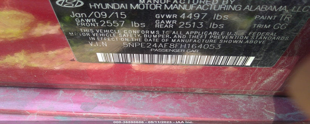 5NPE24AF8FH164053 2015 HYUNDAI SONATA photo no. 9
