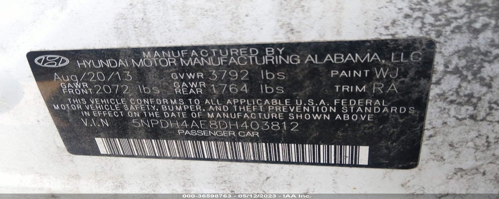 5NPDH4AE8DH403812 2013 HYUNDAI ELANTRA photo no. 9