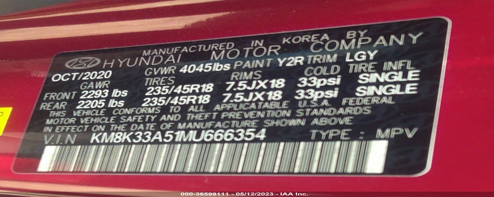 KM8K33A51MU666354 2021 HYUNDAI KONA photo no. 9
