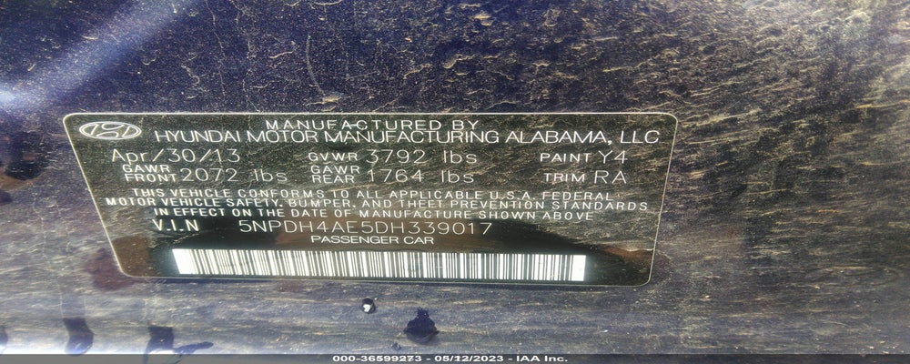 5NPDH4AE5DH339017 2013 HYUNDAI ELANTRA photo no. 9