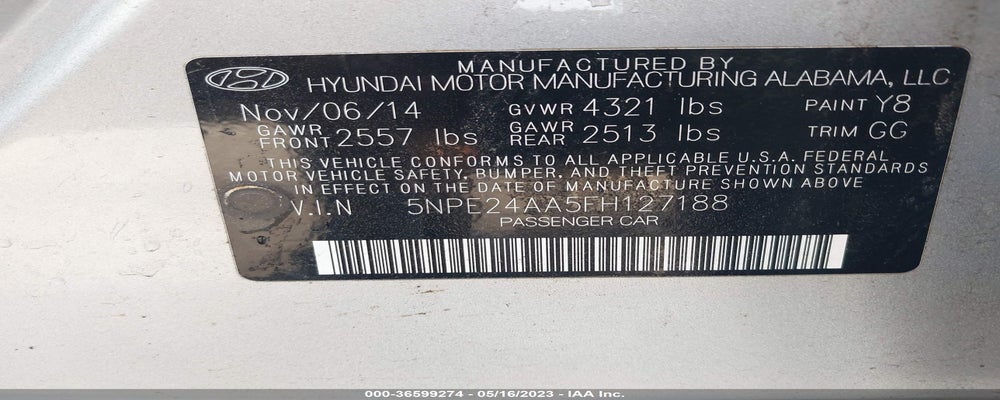 5NPE24AA5FH127188 2015 HYUNDAI SONATA photo no. 9