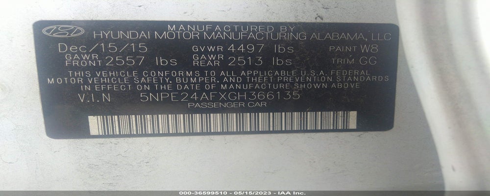 5NPE24AFXGH366135 2016 HYUNDAI SONATA photo no. 9
