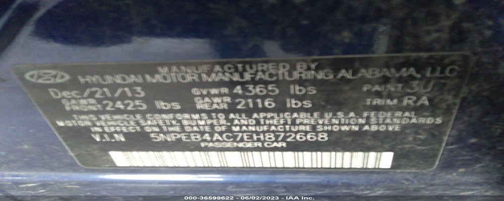 5NPEB4AC7EH872668 2014 HYUNDAI SONATA photo no. 9