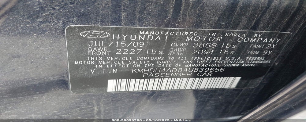 KMHDU4AD8AU839656 2010 HYUNDAI ELANTRA photo no. 9