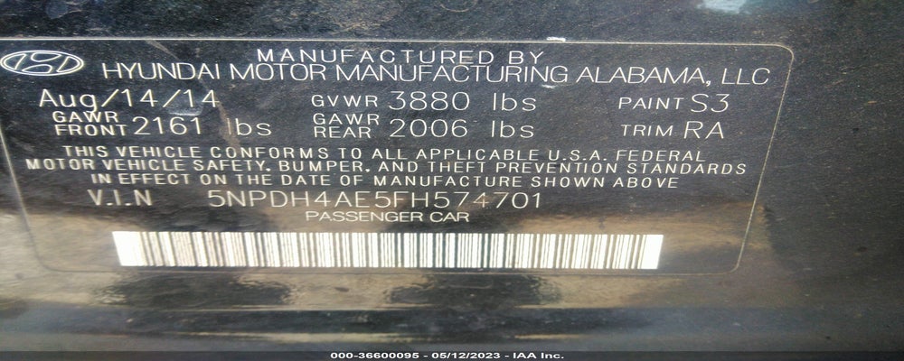 5NPDH4AE5FH574701 2015 HYUNDAI ELANTRA photo no. 9