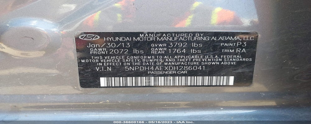 5NPDH4AEXDH286041 2013 HYUNDAI ELANTRA photo no. 9