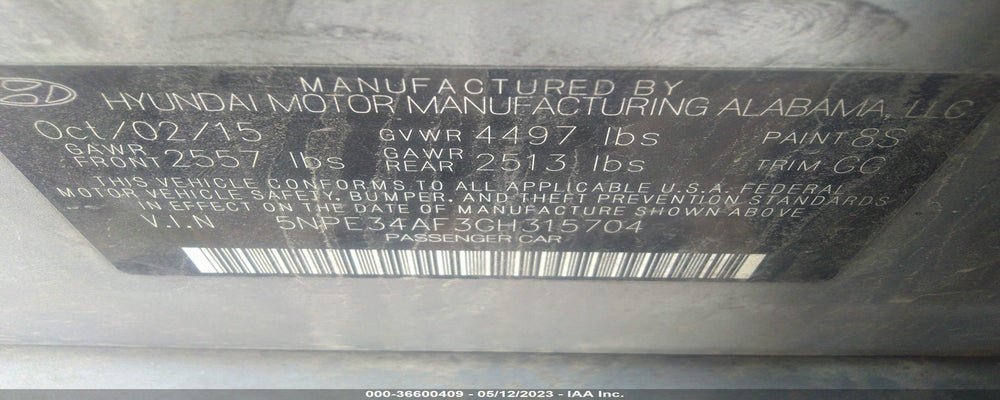 5NPE34AF3GH315704 2016 HYUNDAI SONATA photo no. 9