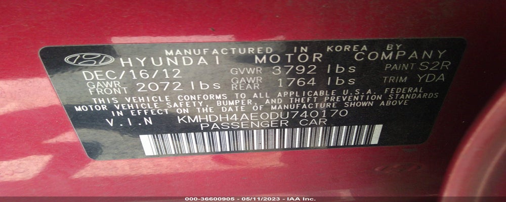 KMHDH4AE0DU740170 2013 HYUNDAI ELANTRA photo no. 9