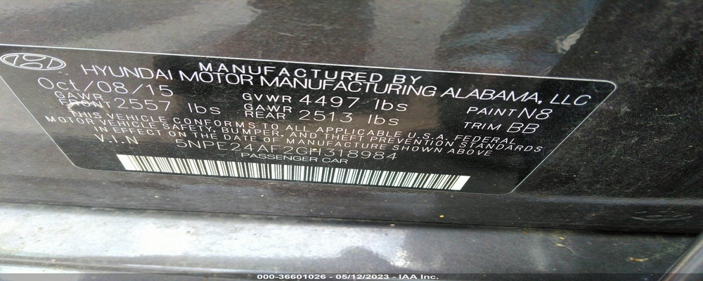 5NPE24AF2GH318984 2016 HYUNDAI SONATA photo no. 9