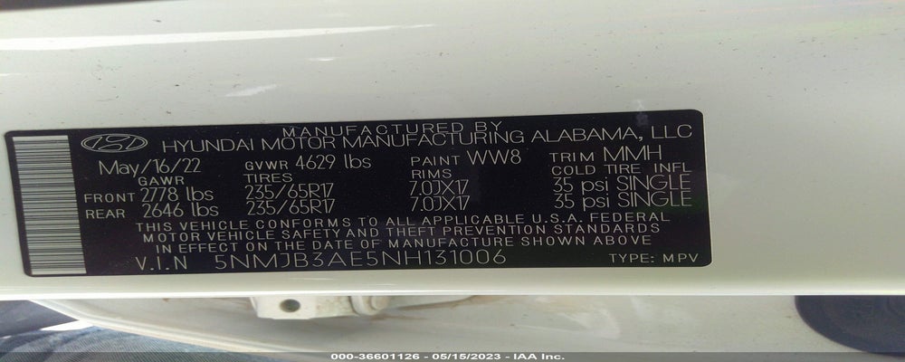 5NMJB3AE5NH131006 2022 HYUNDAI TUCSON photo no. 9