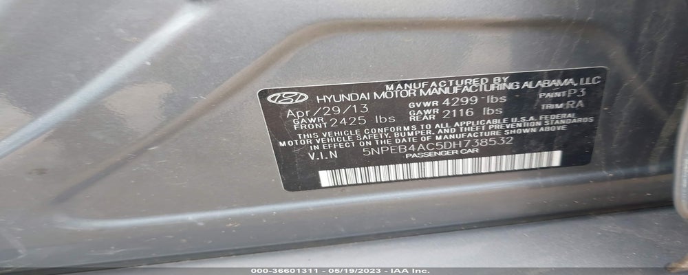 5NPEB4AC5DH738532 2013 HYUNDAI SONATA photo no. 9