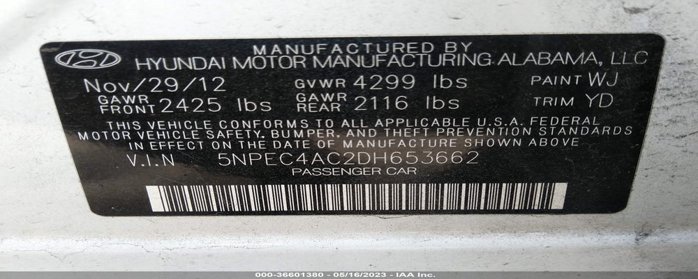 5NPEC4AC2DH653662 2013 HYUNDAI SONATA photo no. 9