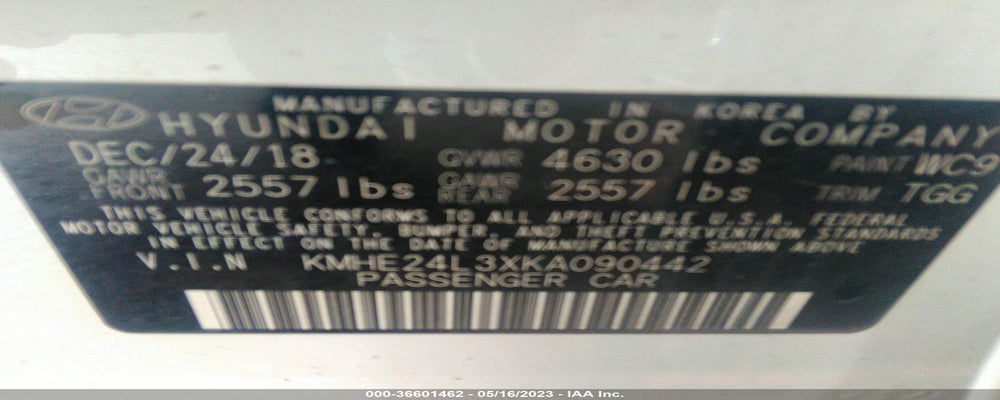 KMHE24L3XKA090442 2019 HYUNDAI SONATA HYBRID photo no. 9