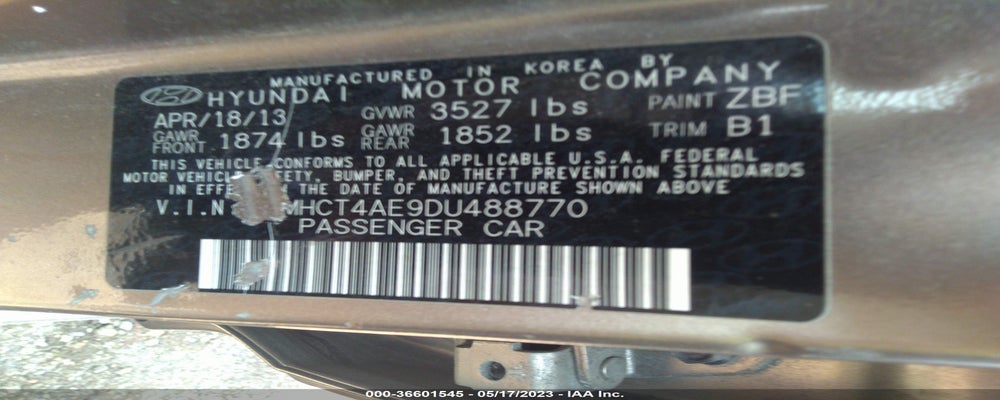 KMHCT4AE9DU488770 2013 HYUNDAI ACCENT photo no. 9