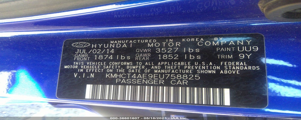 KMHCT4AE9EU758825 2014 HYUNDAI ACCENT photo no. 9