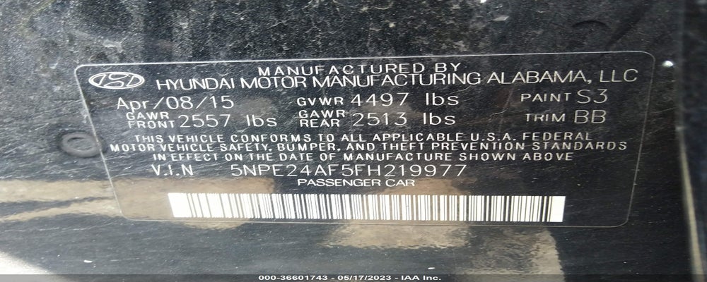 5NPE24AF5FH219977 2015 HYUNDAI SONATA photo no. 9