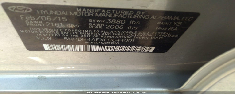 5NPDH4AEXFH644001 2015 HYUNDAI ELANTRA photo no. 9