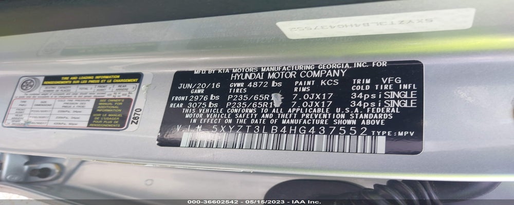 5XYZT3LB4HG437552 2017 HYUNDAI SANTA FE SPORT photo no. 9