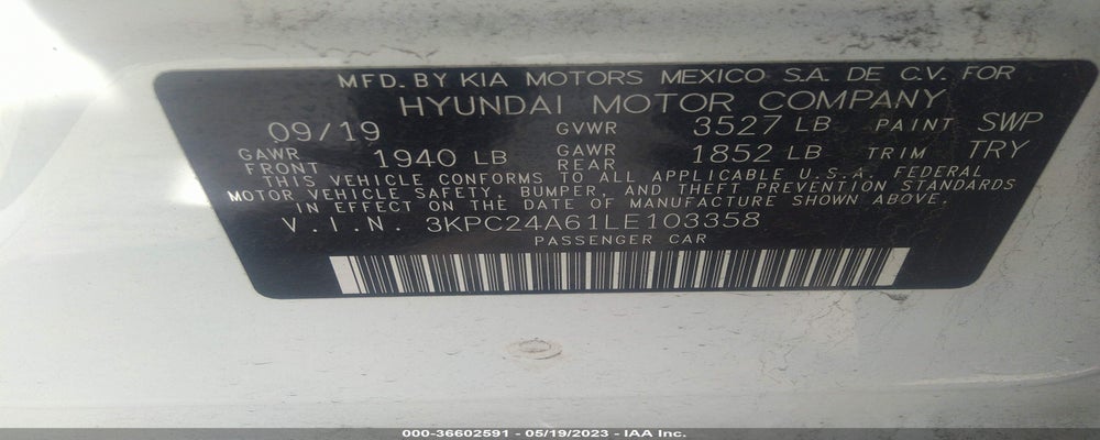 3KPC24A61LE103358 2020 HYUNDAI ACCENT photo no. 9