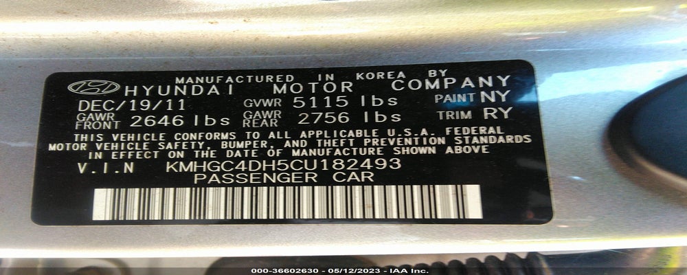 KMHGC4DH5CU182493 2012 HYUNDAI GENESIS photo no. 9