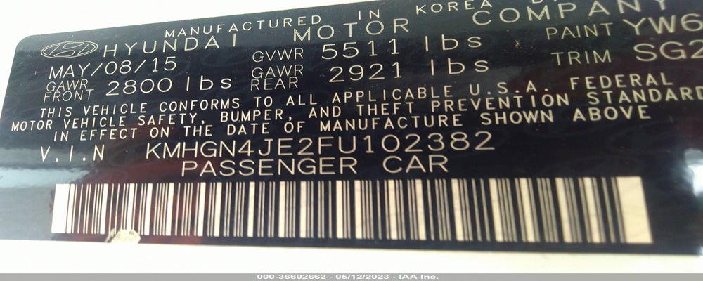 KMHGN4JE2FU102382 2015 HYUNDAI GENESIS photo no. 9