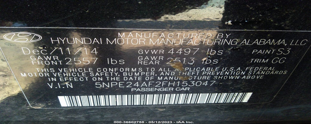 5NPE24AF2FH153047 2015 HYUNDAI SONATA photo no. 9