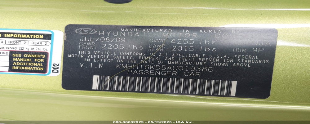 KMHHT6KD5AU019386 2010 HYUNDAI GENESIS COUPE photo no. 9