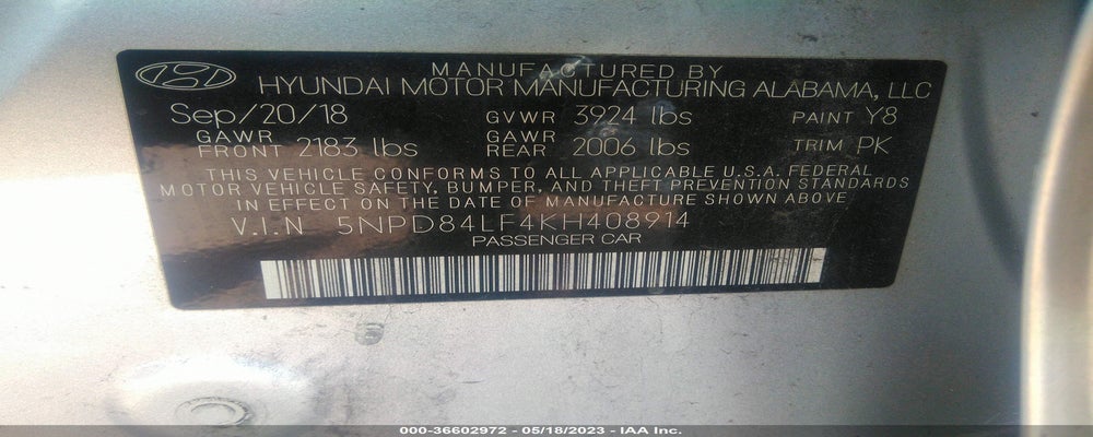 5NPD84LF4KH408914 2019 HYUNDAI ELANTRA photo no. 9