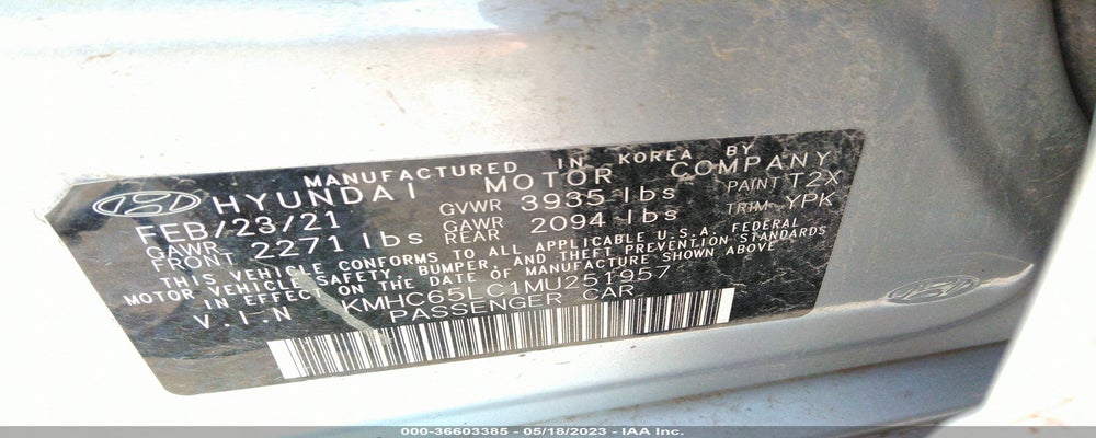 KMHC65LC1MU251957 2021 HYUNDAI IONIQ photo no. 9