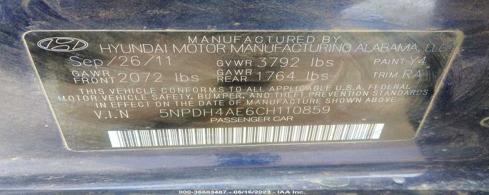5NPDH4AE6CH110859 2012 HYUNDAI ELANTRA photo no. 9