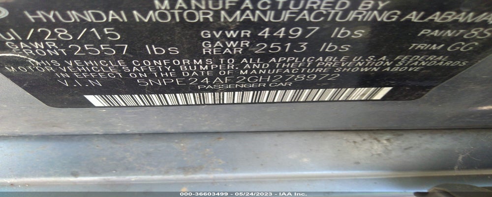 5NPE24AF2GH278972 2016 HYUNDAI SONATA photo no. 9