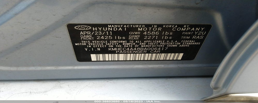 KMHEC4A48BA006417 2011 HYUNDAI SONATA photo no. 9