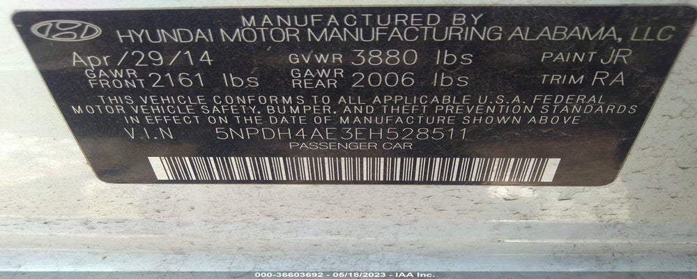 5NPDH4AE3EH528511 2014 HYUNDAI ELANTRA photo no. 9