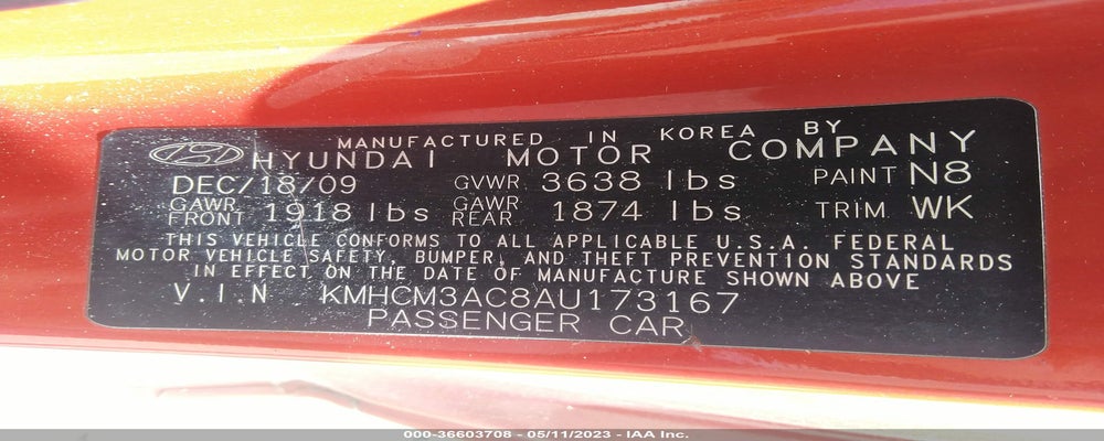 KMHCM3AC8AU173167 2010 HYUNDAI ACCENT photo no. 9