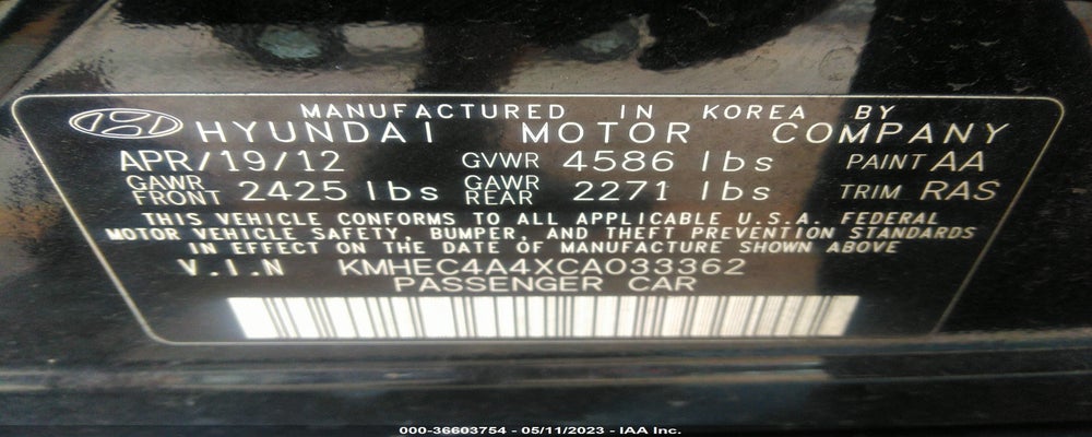 KMHEC4A4XCA033362 2012 HYUNDAI SONATA photo no. 9