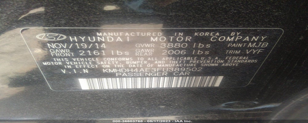 KMHDH4AE3FU389502 2015 HYUNDAI ELANTRA photo no. 9